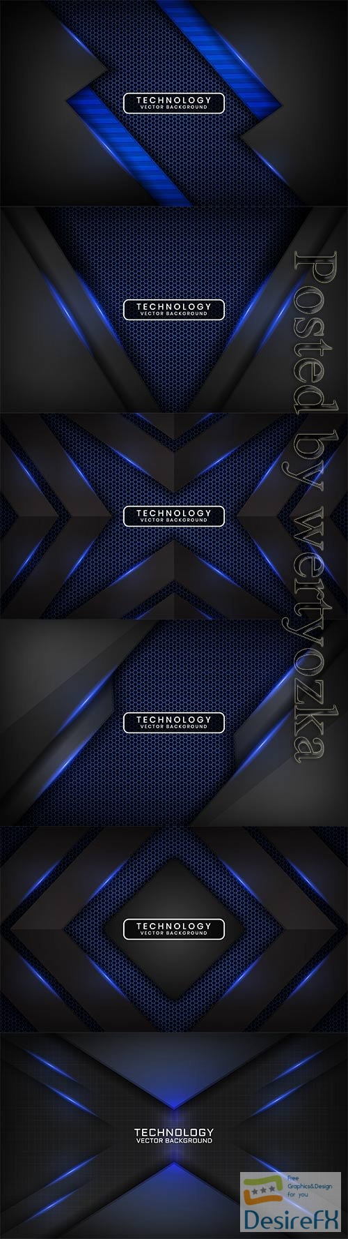 Abstract 3d dark and blue technology vector background