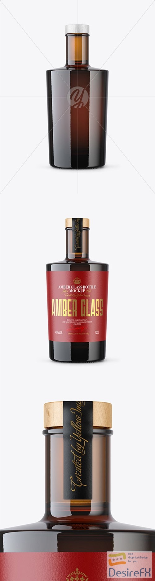 Amber Glass Bottle with Wooden Cap Mockup 80359 TIF