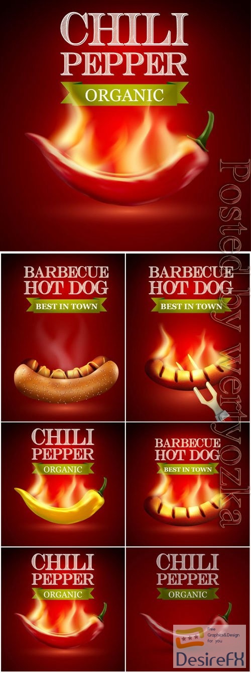 BBQ and hot peppers illustration in vector