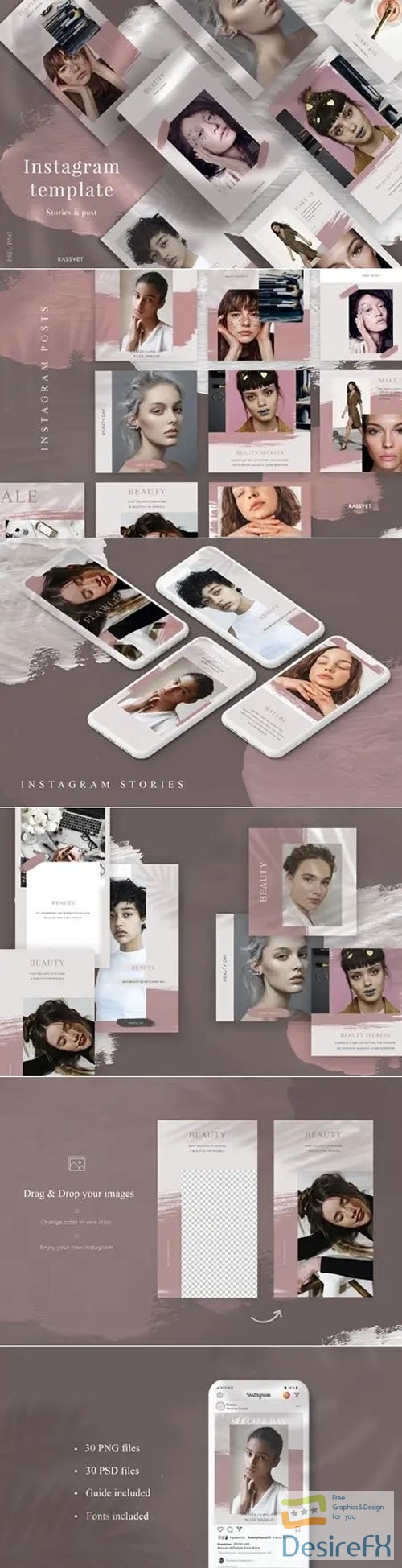 Beauty Instagram Template, Social Media Pack, Fashion Stories Template