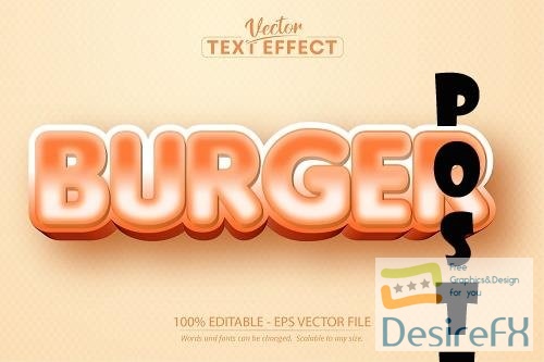 Burger text, cartoon style editable text effect - 1408923