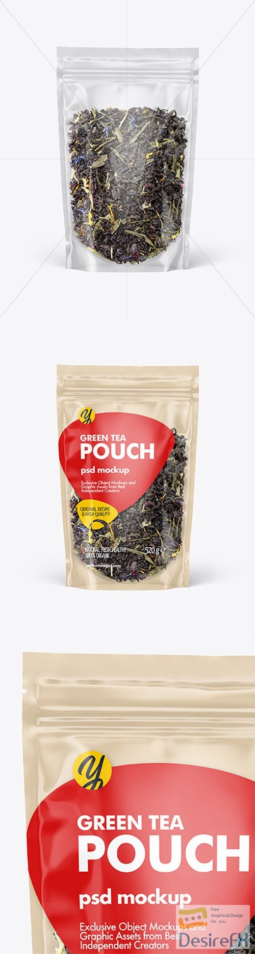 Clear Plastic Pouch w/ Green Tea Mockup 82768 TIF