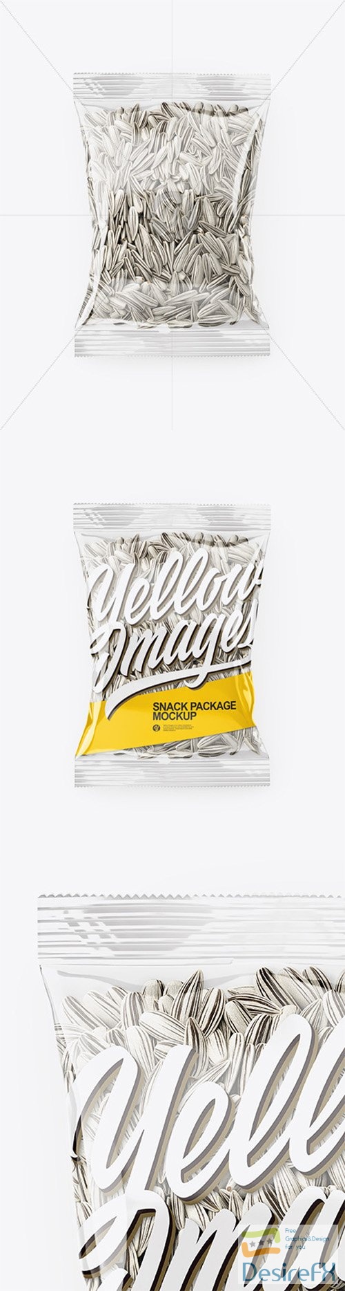 Clear Transparent Plastic Pack with White Sunflower Seeds Mockup - Top View 65863 TIF