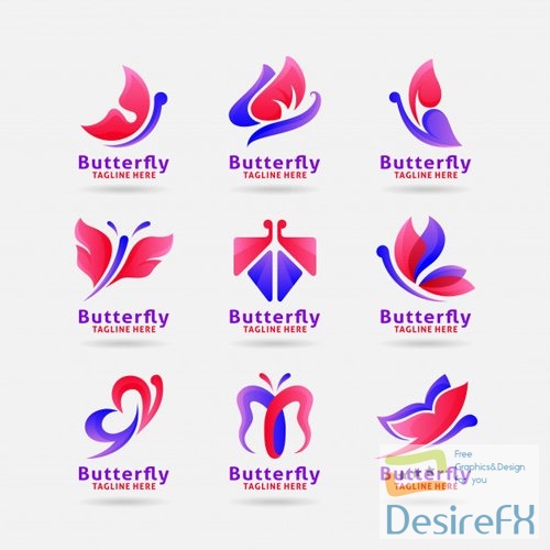 Collection of butterfly logo vector design