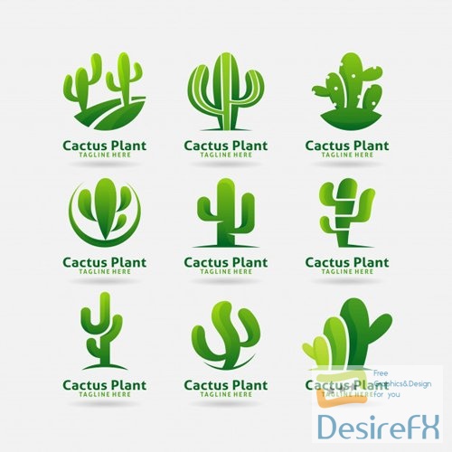 Collection of cactus plant logo vector design