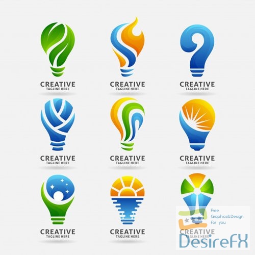 Collection of creative lamp logo vector design