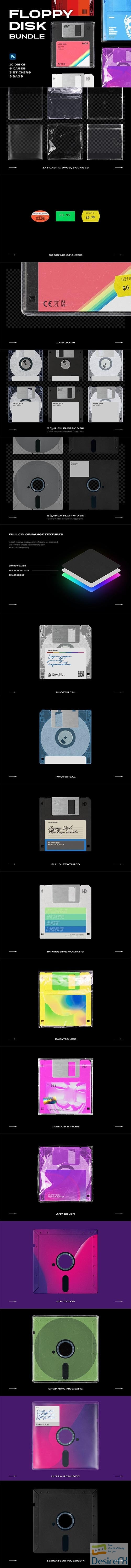 CreativeMarket - Floppy Disk Mockup Template Bundle 6178295