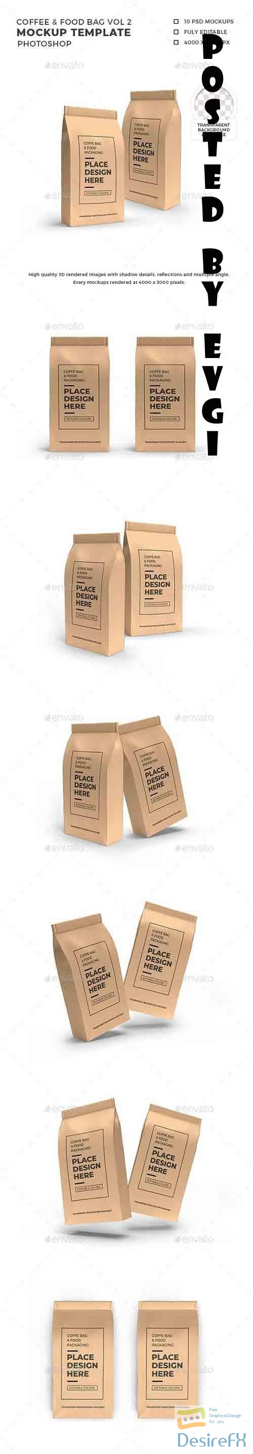 Food Paper Bag Packaging Mockup Template Vol 2 - 32513021
