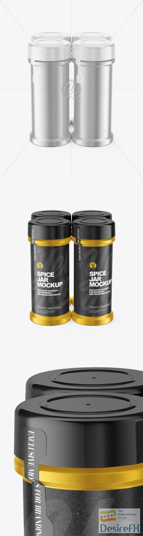 Four Metallic Spice Jars Mockup 80600 TIF