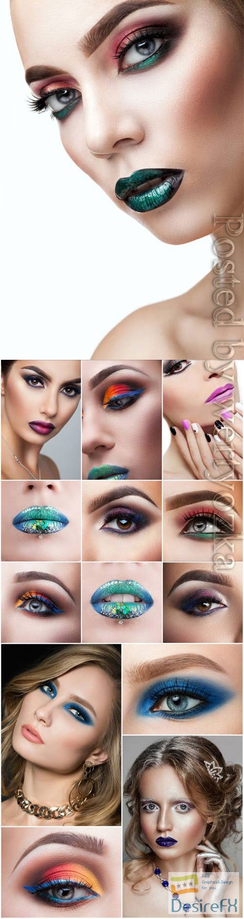 Girls with beautiful fashion makeup stock photo