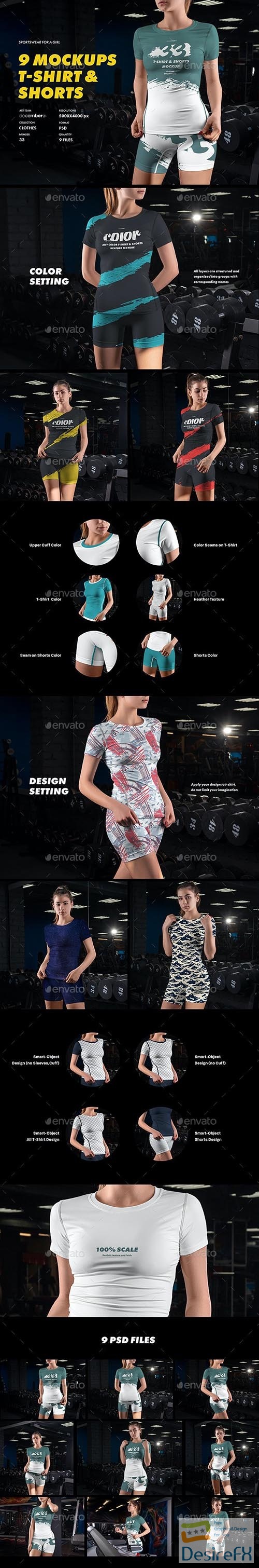 GraphicRiver - 9 Sports T-Shirts and Shorts Mockups 32271118