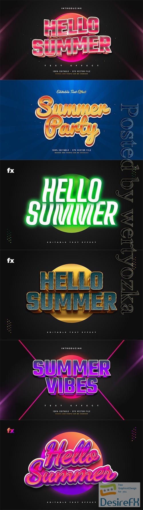 Hello summer 3d editable text style effect in vector vol 4