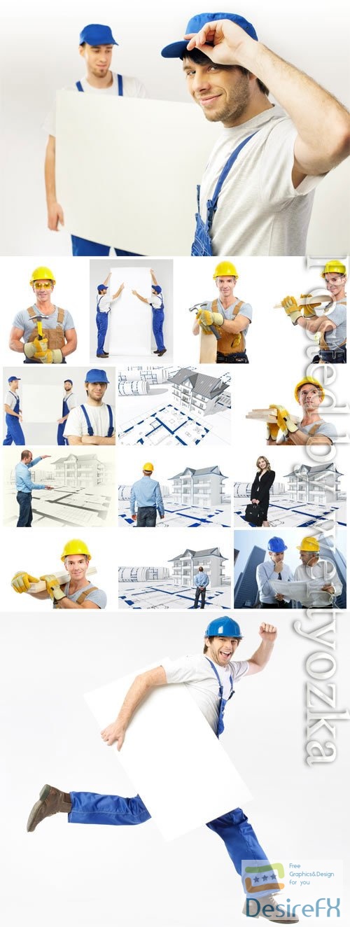 House builders, handymen stock photo