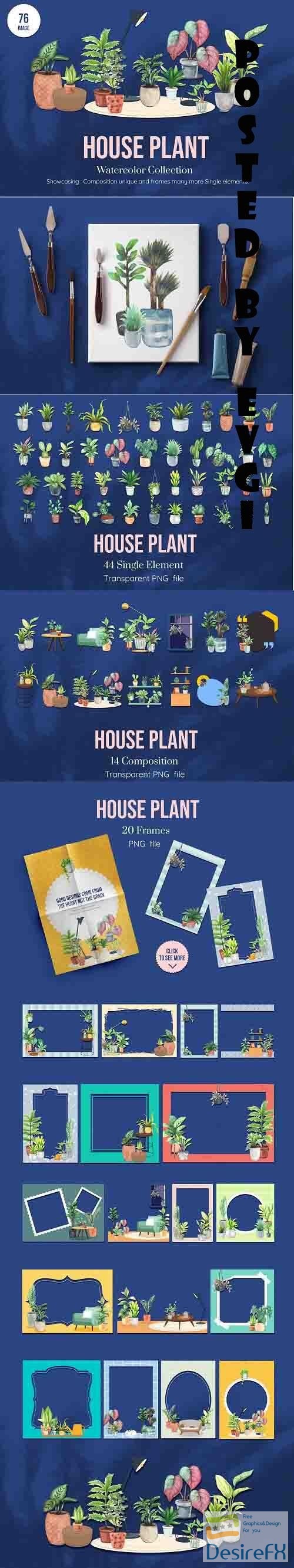 House Plants Watercolor set - 6221386