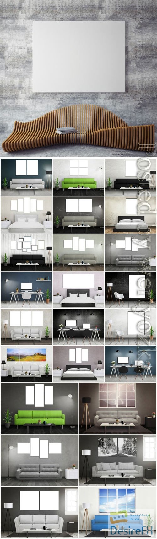 Interior in modern style, sofas and beds stock photo