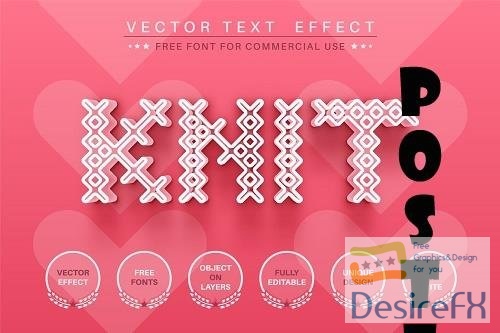 Knitted heart - editable text effect - 6233955
