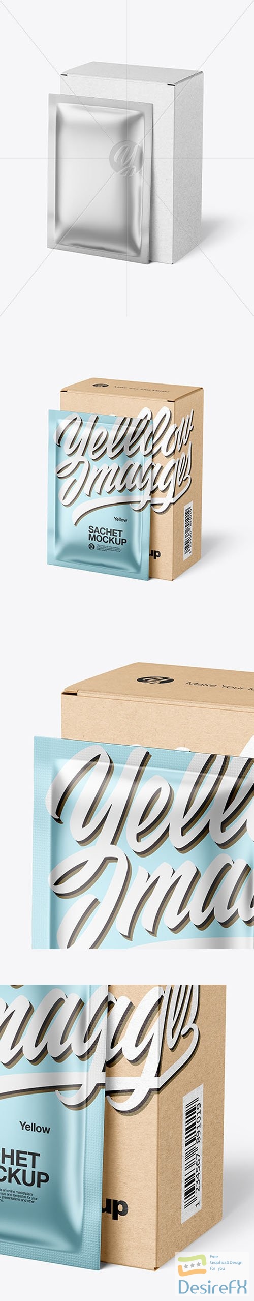 Kraft Paper Box with Metallic Sachet Mockup 46470