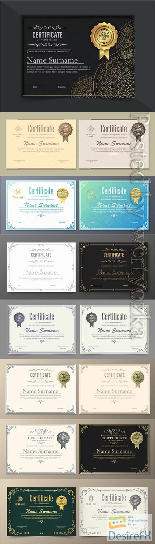 Luxury achievement vector certificate best award diploma