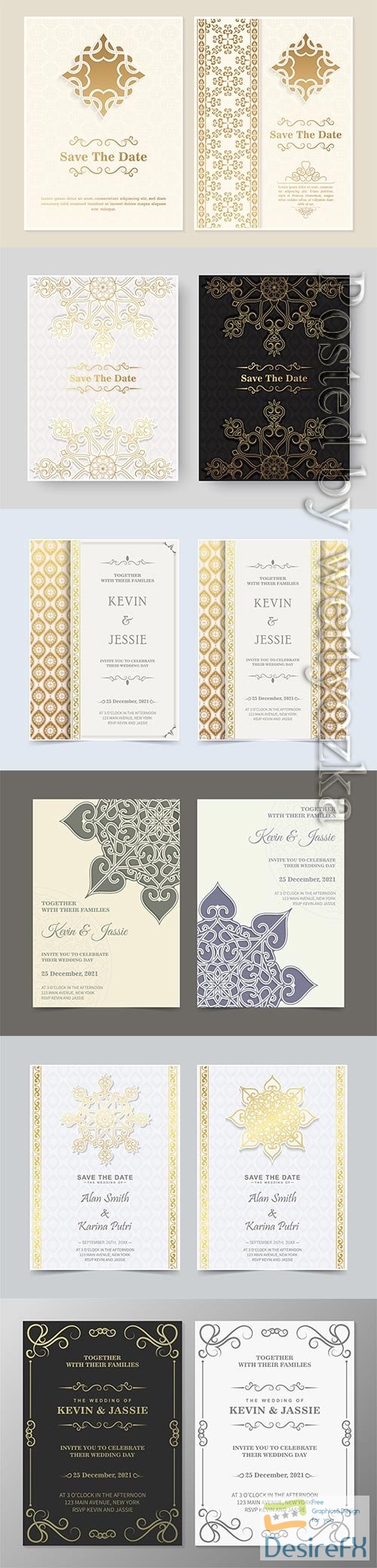 Luxury wedding vector  invitation with border ornaments