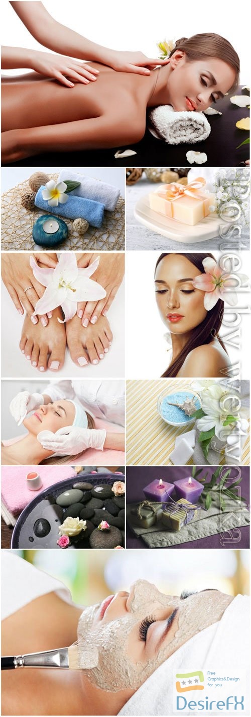 Massage in spa salon, spa composition stock photo