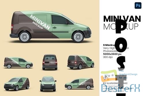 Mini Van Mockup - 6 views - 6215356
