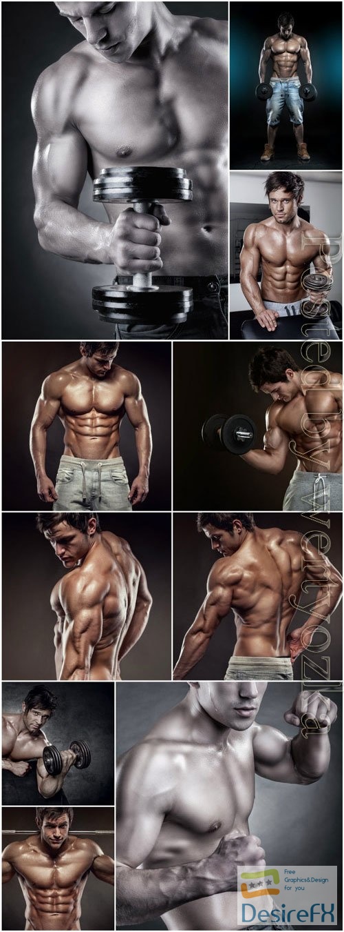 Muscular strong men stock photo