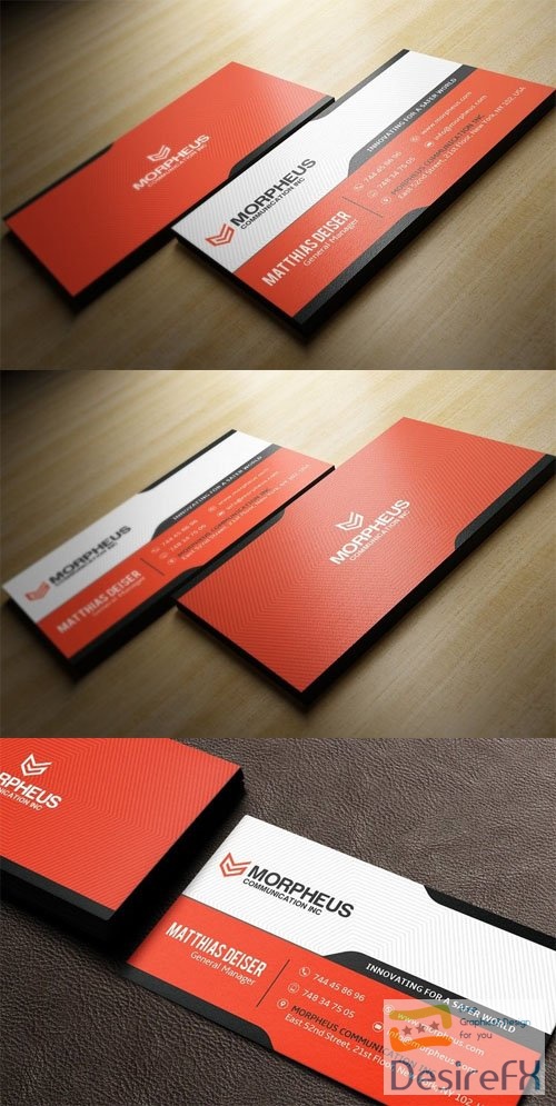 Orange Business Card PSD Mockup Template