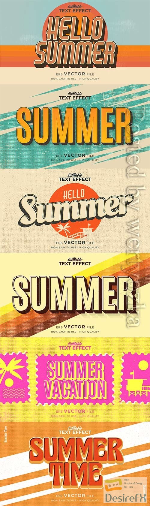 Retro summer holiday text in grunge style theme in vector