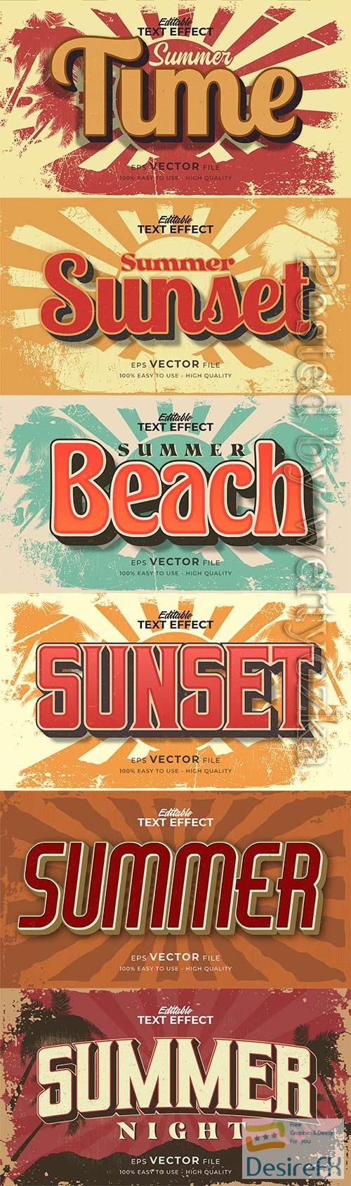 Retro summer holiday text in grunge style theme in vector vol 4