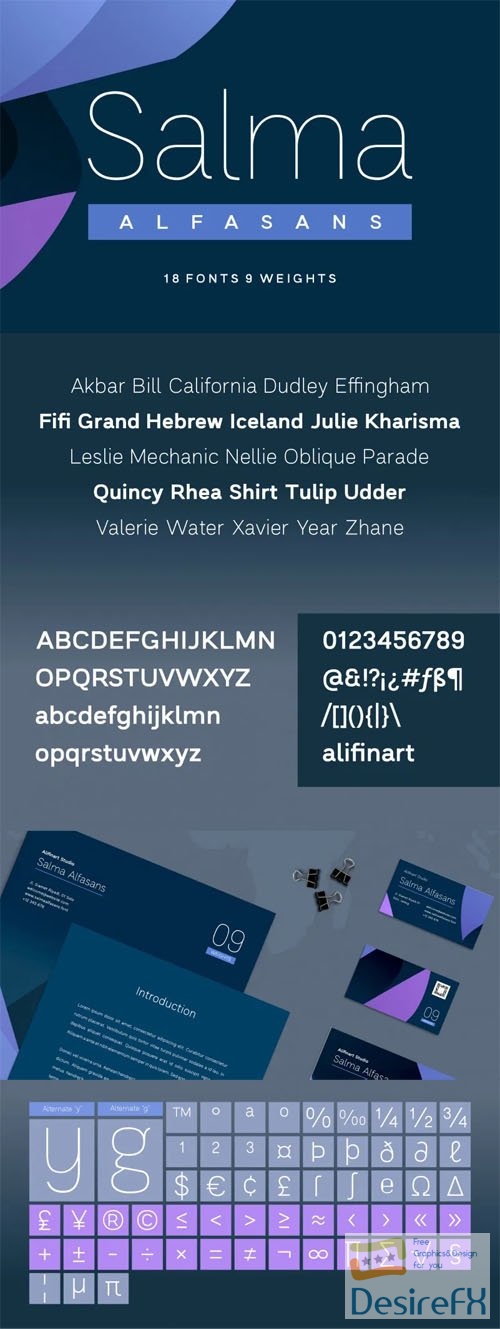 Salma Alfasans Sans Serif Font 18 Fonts / 9 Weights