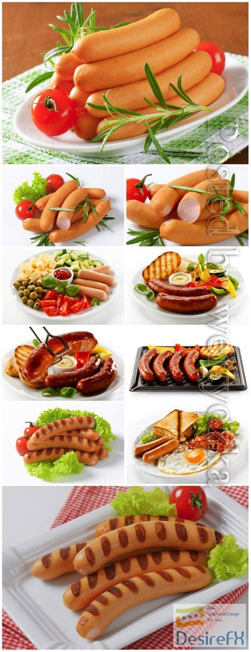 Sausages with garnish stock photo