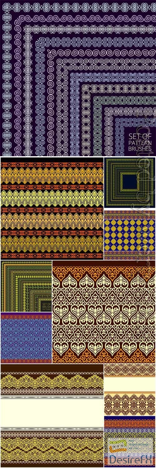 Set of backgrounds with patterns and borders in vector
