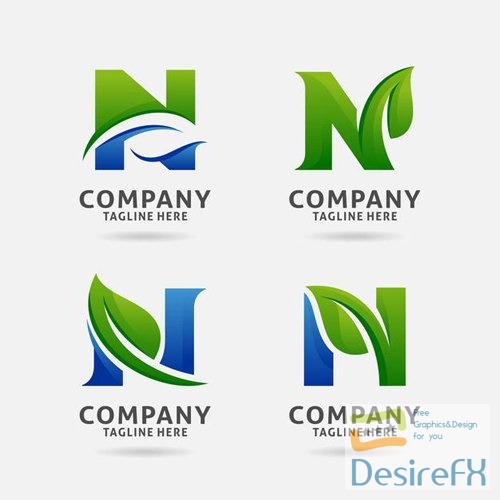Set of letter from leaf logo vector design