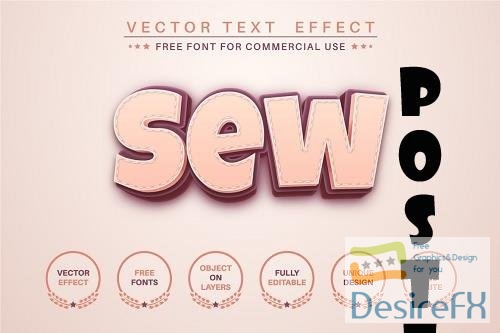 Sewing stitch - editable text effect - 6206786