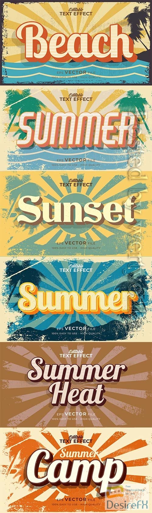 Text style effect, retro summer text in grunge style