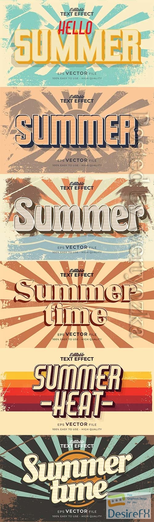 Text style effect, retro summer text in grunge style vol 2