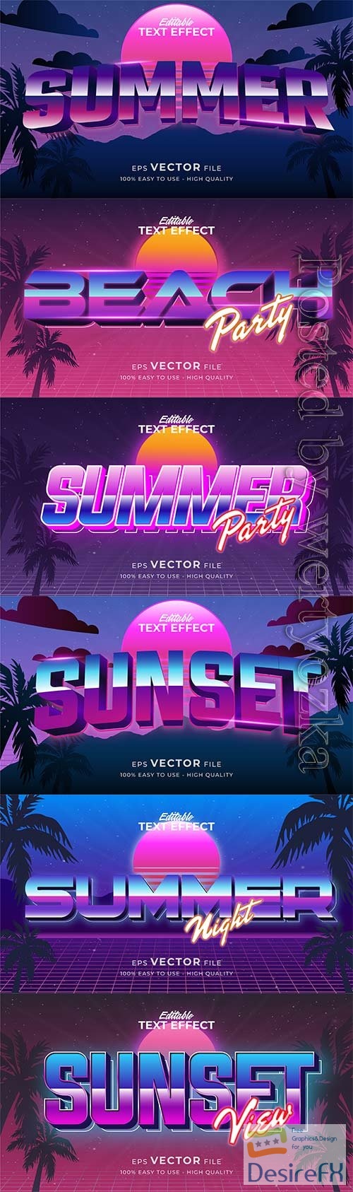 Text style effect, retro summer text in grunge style vol 5