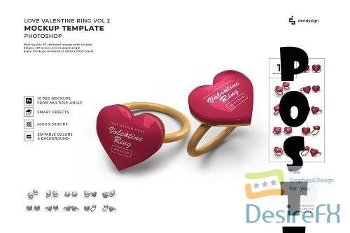 Valentine Love Heart Ring Mockup Template Bundle 2 - 1425606