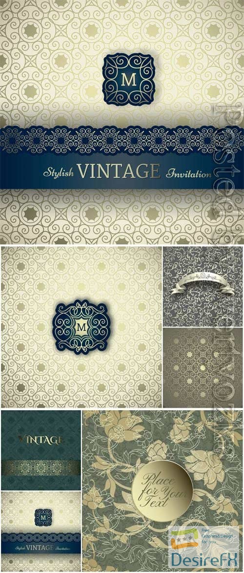 Vintage backgrounds with monograms in vector