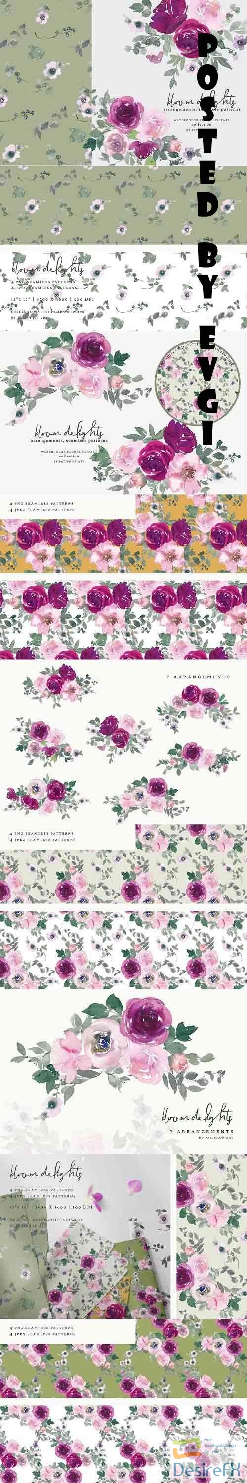 Watercolor Floral Clipart &amp; Patterns - 6186260