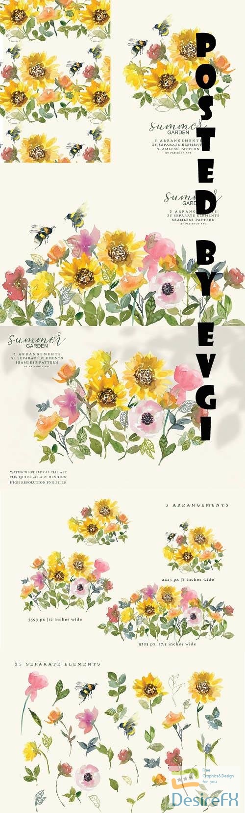 Watercolor Sunflower Clipart Set - 6235056
