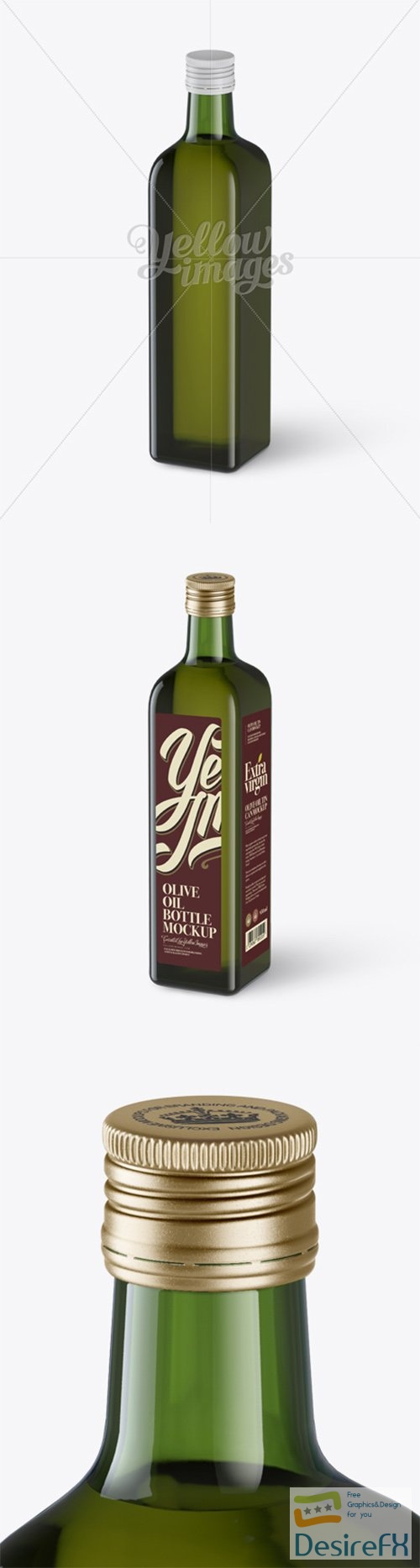 0.75L Green Glass Olive Oil Bottle Mockup - Halfside view (High-Angle Shot) 13927 TIF