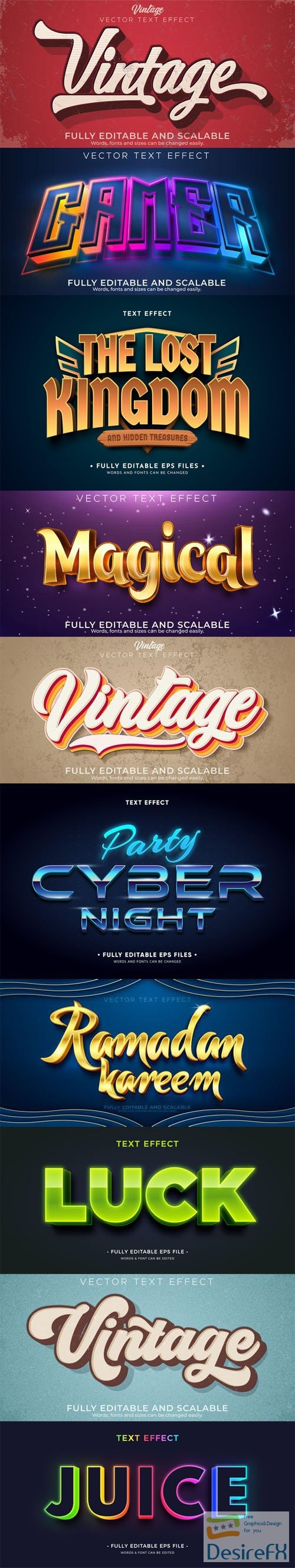10 Creative Text Effects Vector Collection