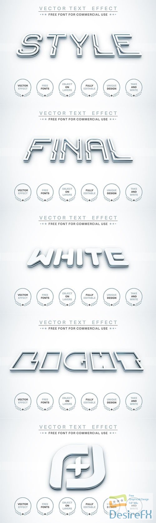 3D White - editable text effect, font style