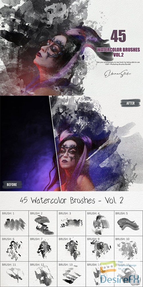 45 Watercolor Brushes - Vol. 2