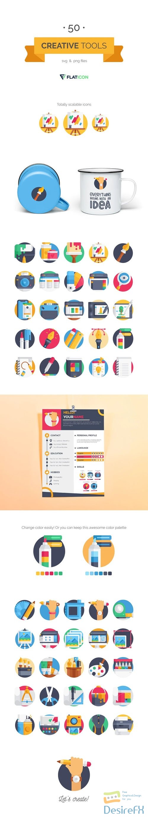 50 Creative Tools Icon Pack PNG/SVG