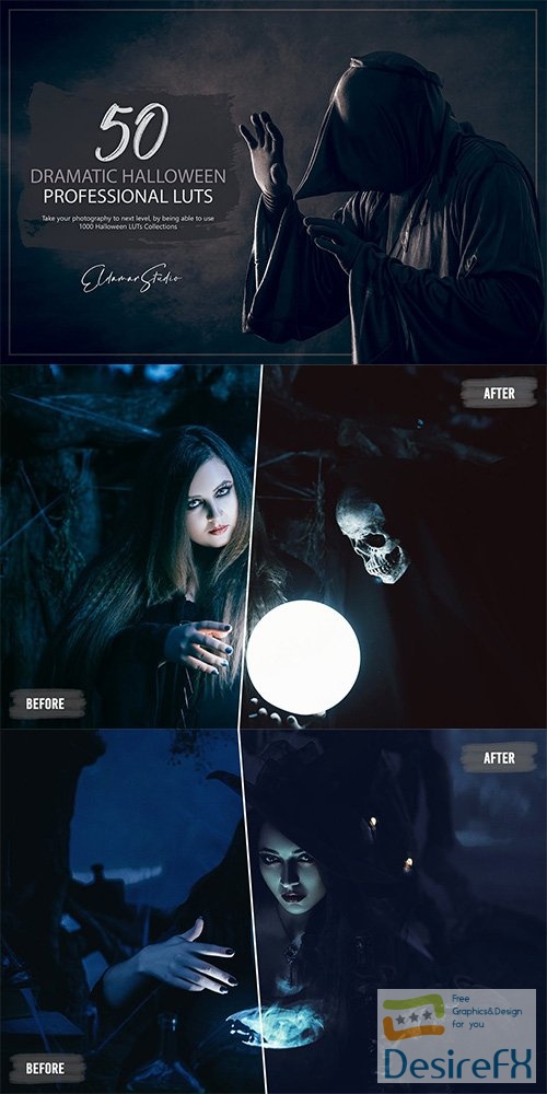 50 Dramatic Halloween LUTs and Presets Pack