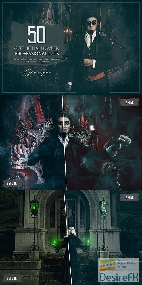 50 Gothic Halloween LUTs and Presets Pack
