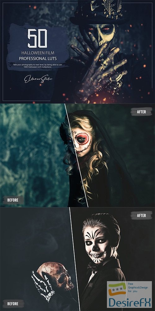 50 Halloween Film LUTs and Presets Pack