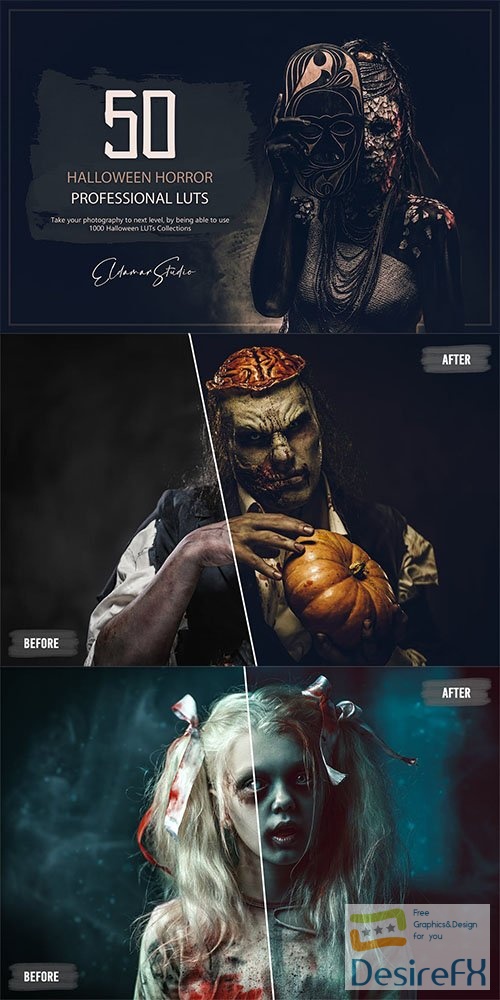 50 Halloween Horror LUTs and Presets Pack